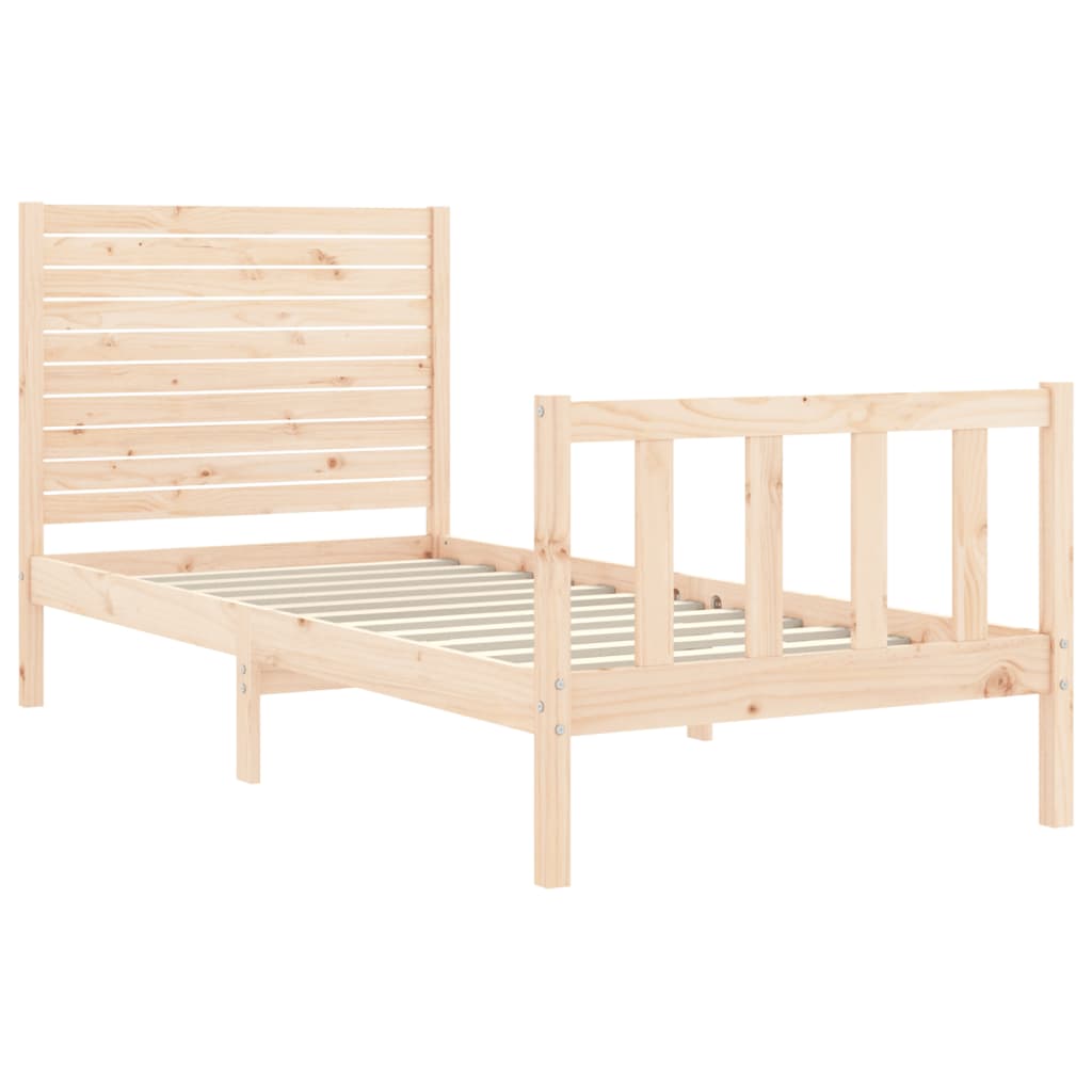 Bed Frame with Headboard Single Solid Wood