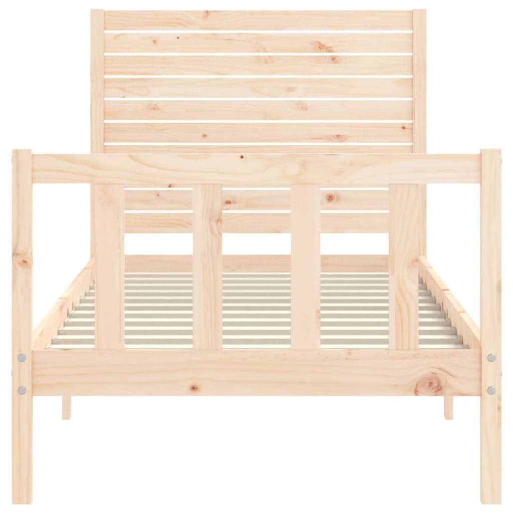 Bed Frame with Headboard Single Solid Wood