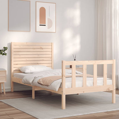 Bed Frame with Headboard Single Solid Wood