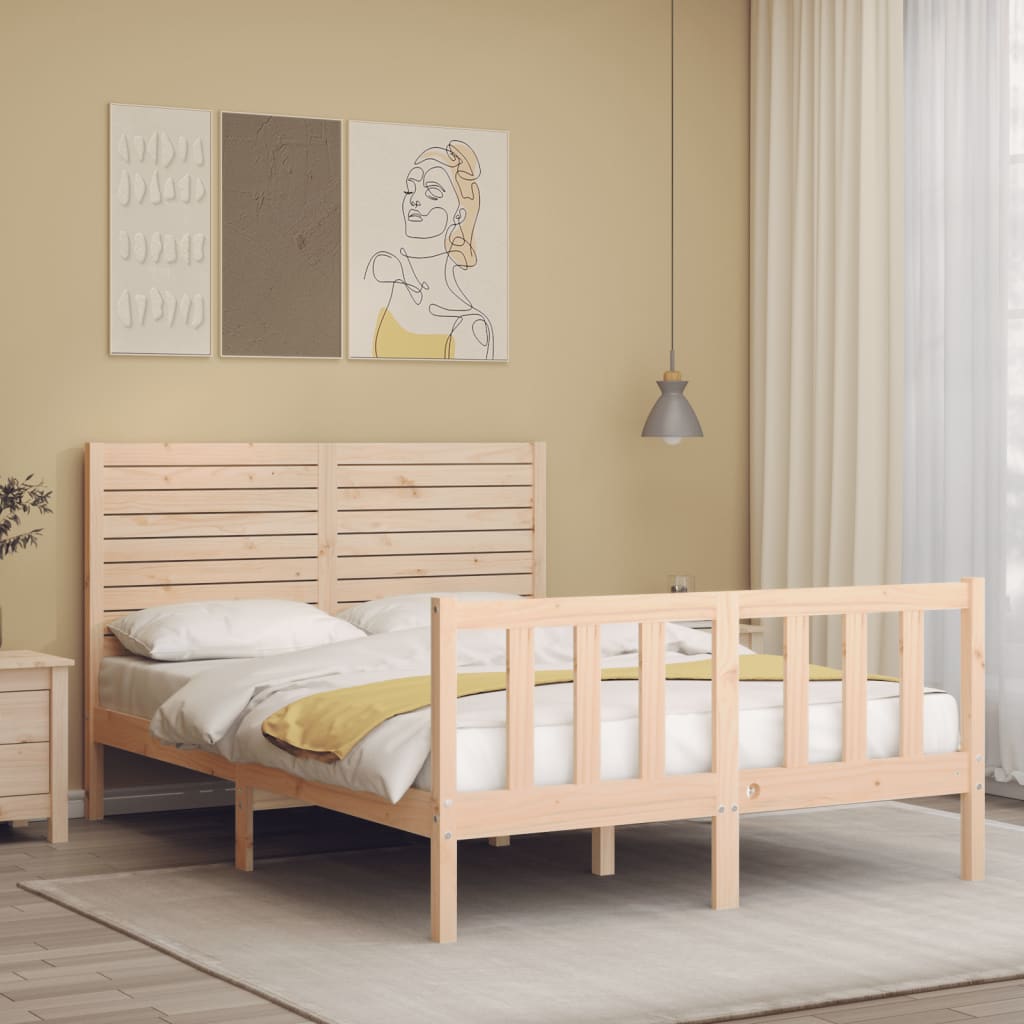 Bed Frame without Mattress Small Double Solid Wood Pine