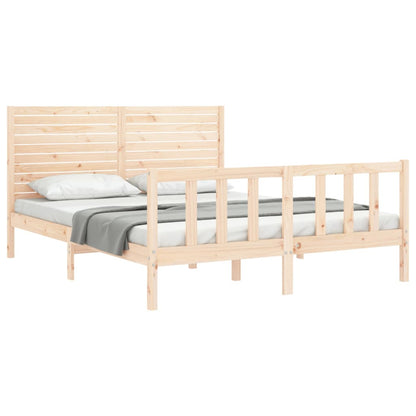 Bed Frame with Headboard King Size Solid Wood