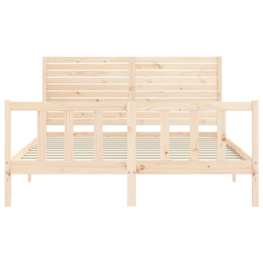 Bed Frame with Headboard King Size Solid Wood