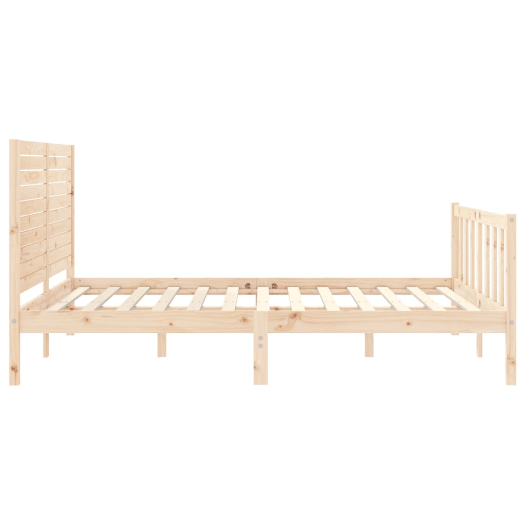 Bed Frame with Headboard King Size Solid Wood