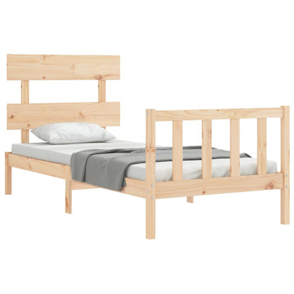 Bed Frame with Headboard Single Solid Wood