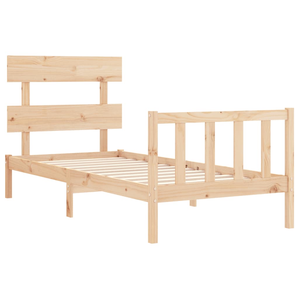 Bed Frame with Headboard Single Solid Wood