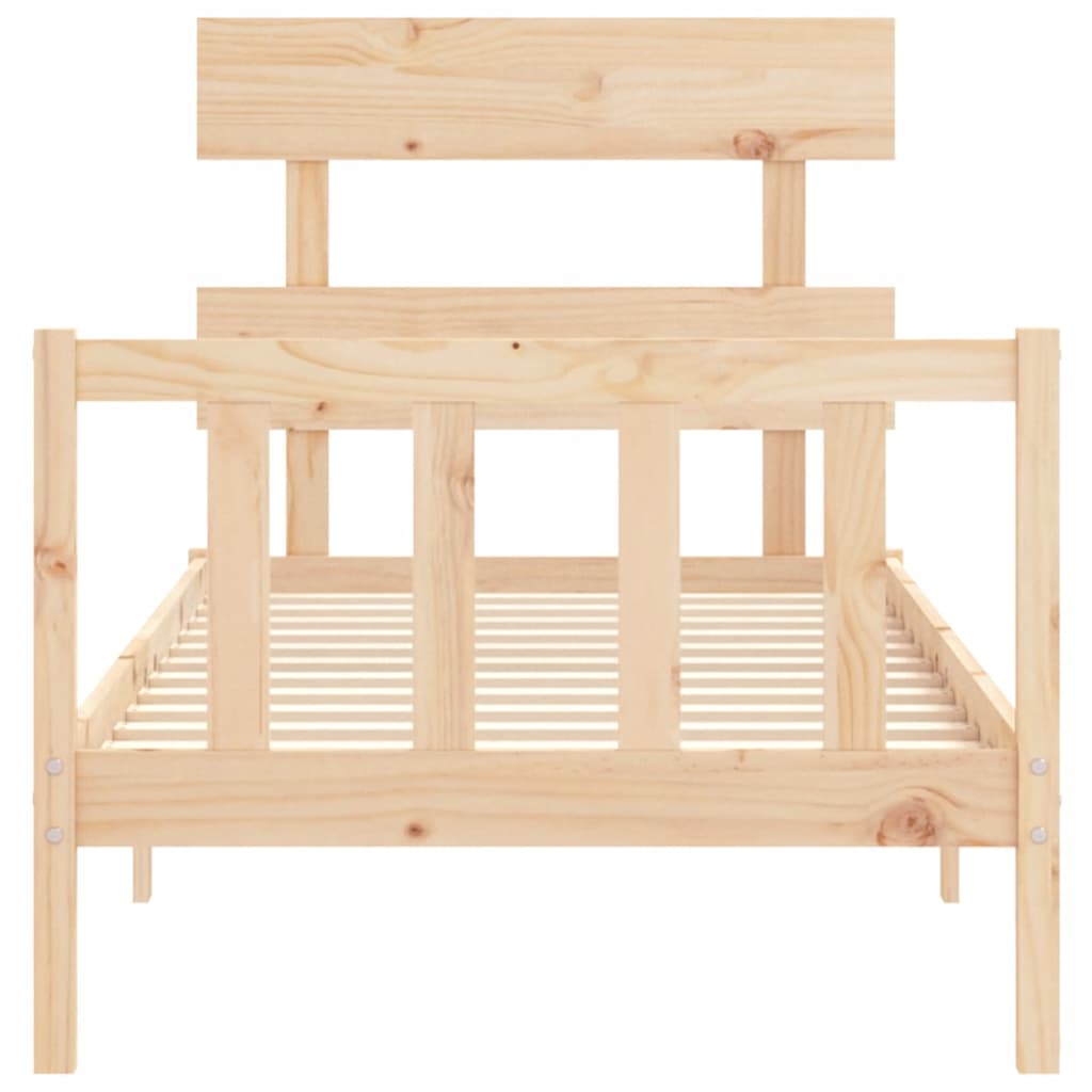 Bed Frame with Headboard Single Solid Wood