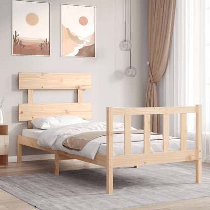 Bed Frame with Headboard Single Solid Wood