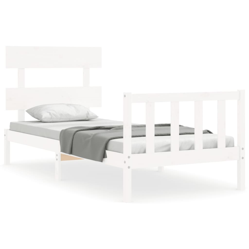 Bed Frame without Mattress White Single Solid Wood Pine