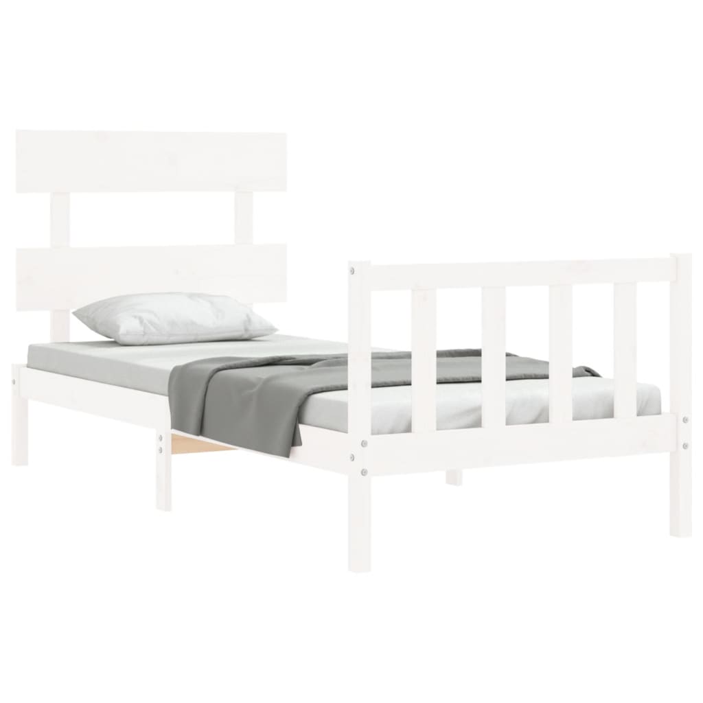 Bed Frame without Mattress White Single Solid Wood Pine