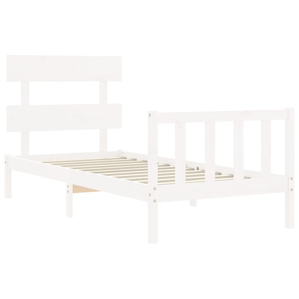 Bed Frame without Mattress White Single Solid Wood Pine