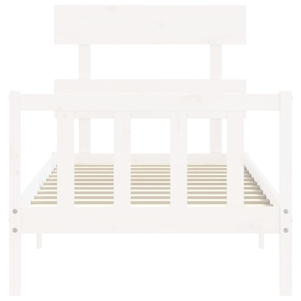 Bed Frame without Mattress White Single Solid Wood Pine