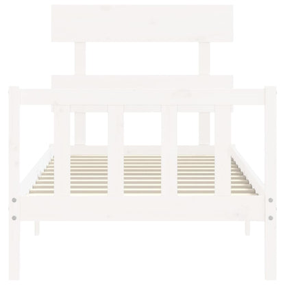 Bed Frame without Mattress White Single Solid Wood Pine