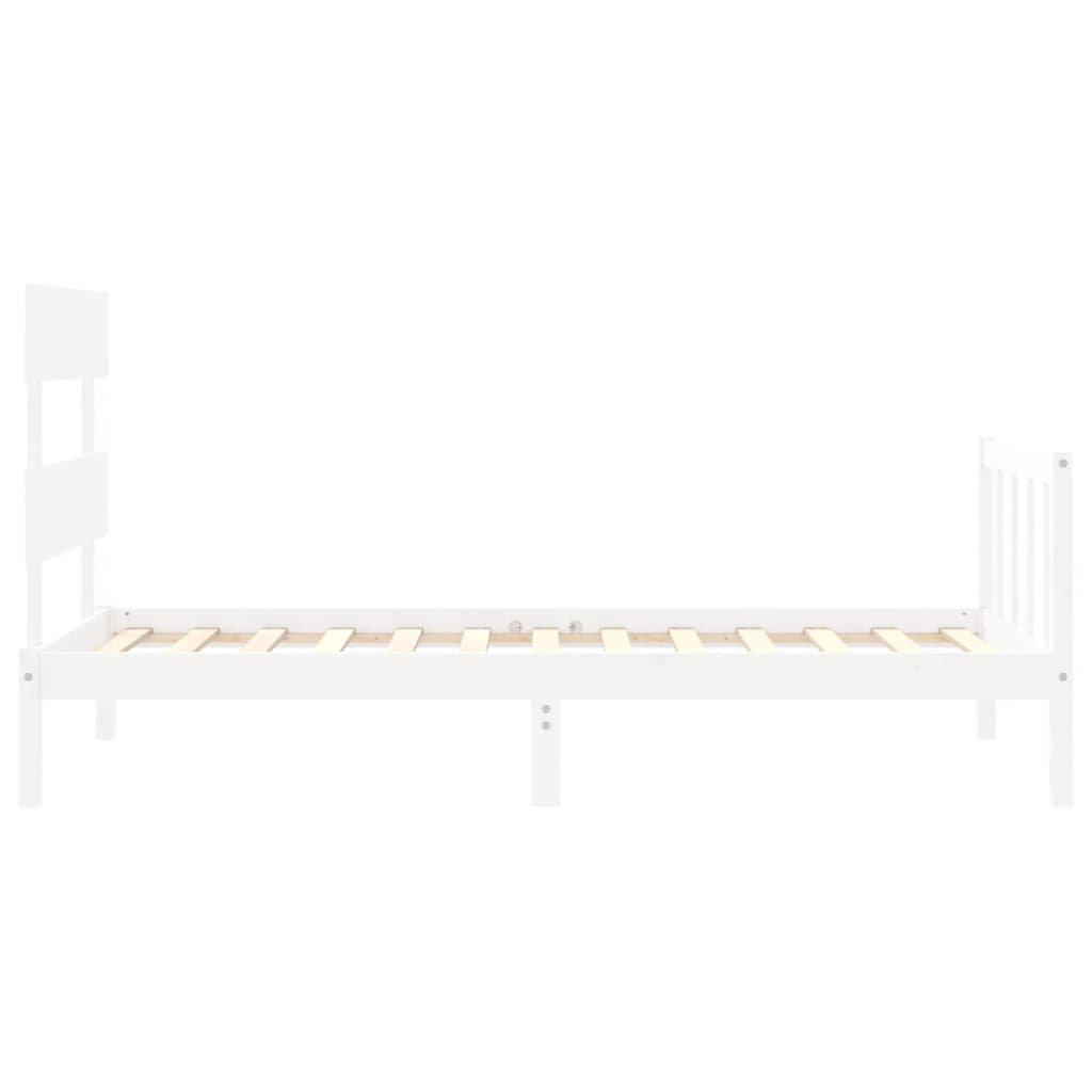 Bed Frame without Mattress White Single Solid Wood Pine