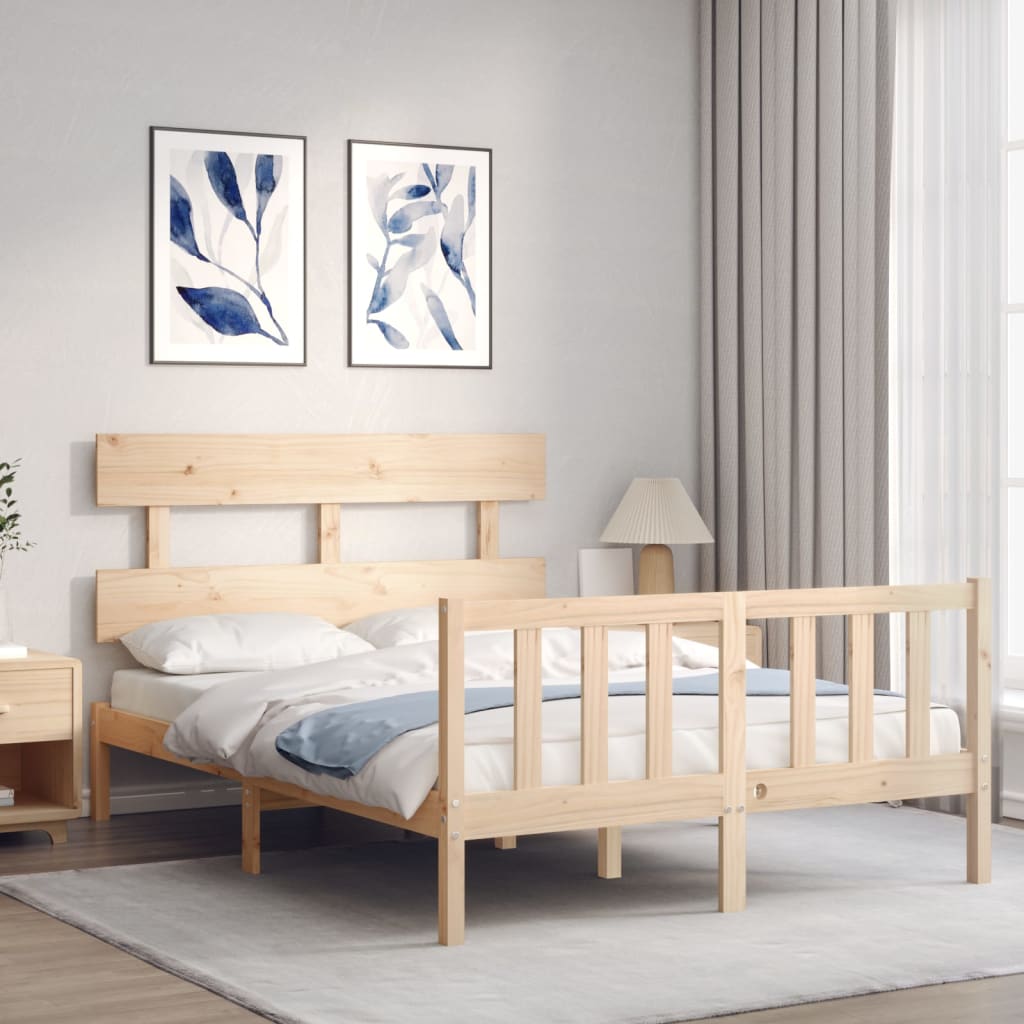 Bed Frame without Mattress Double Solid Wood Pine