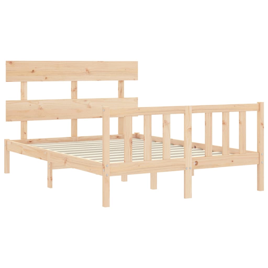 Bed Frame without Mattress Double Solid Wood Pine