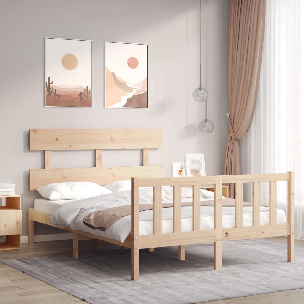 Bed Frame without Mattress Double Solid Wood Pine