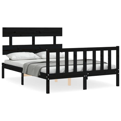 Bed Frame without Mattress Black 140x200 cm Solid Wood Pine