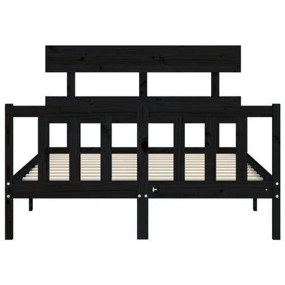 Bed Frame without Mattress Black 140x200 cm Solid Wood Pine