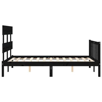 Bed Frame without Mattress Black 140x200 cm Solid Wood Pine