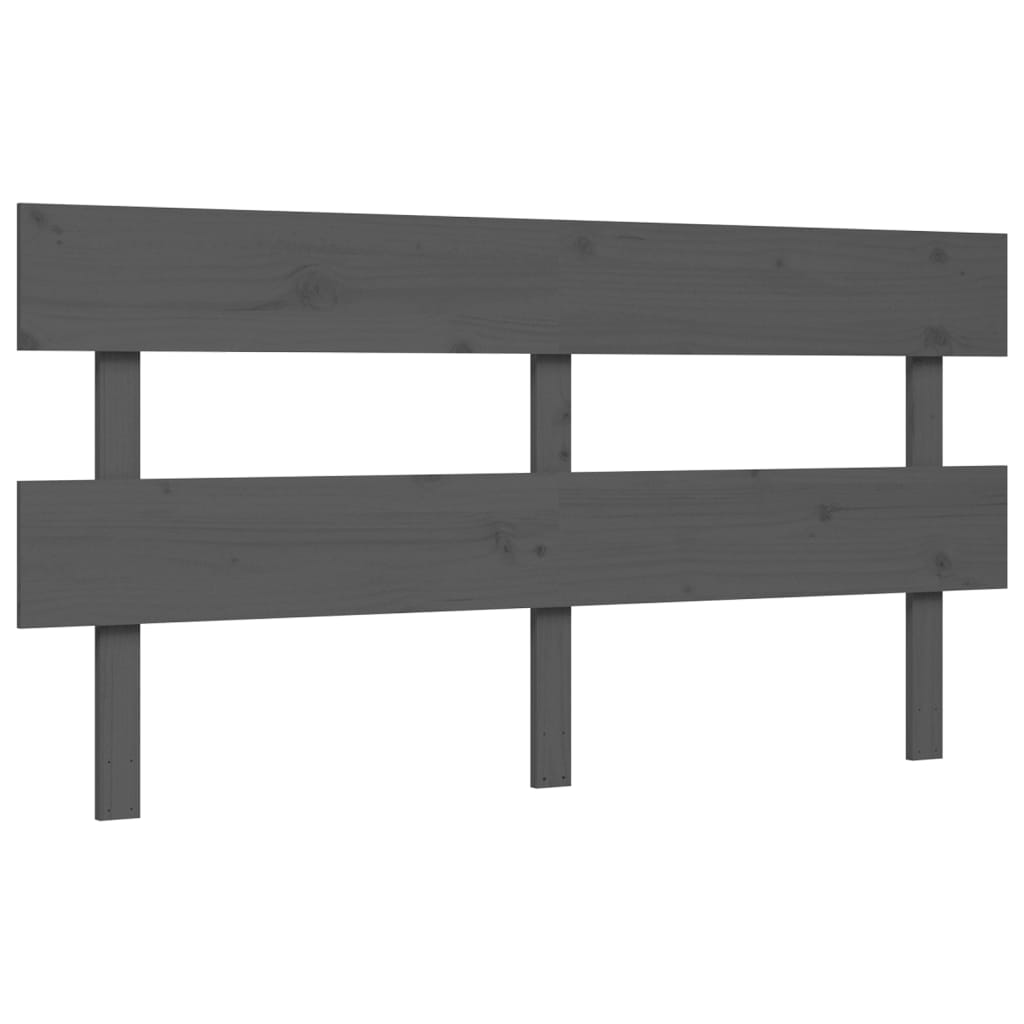 Bed Frame with Headboard Grey King Size Solid Wood