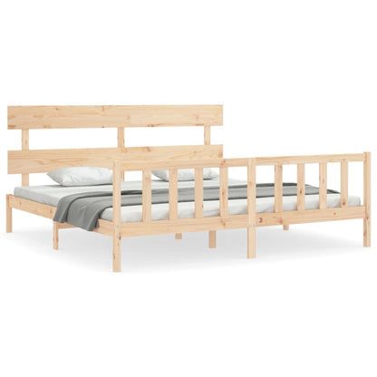 Bed Frame with Headboard Super King Size Solid Wood