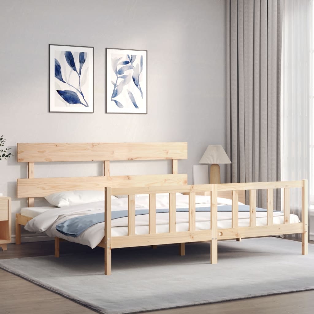 Bed Frame with Headboard Super King Size Solid Wood