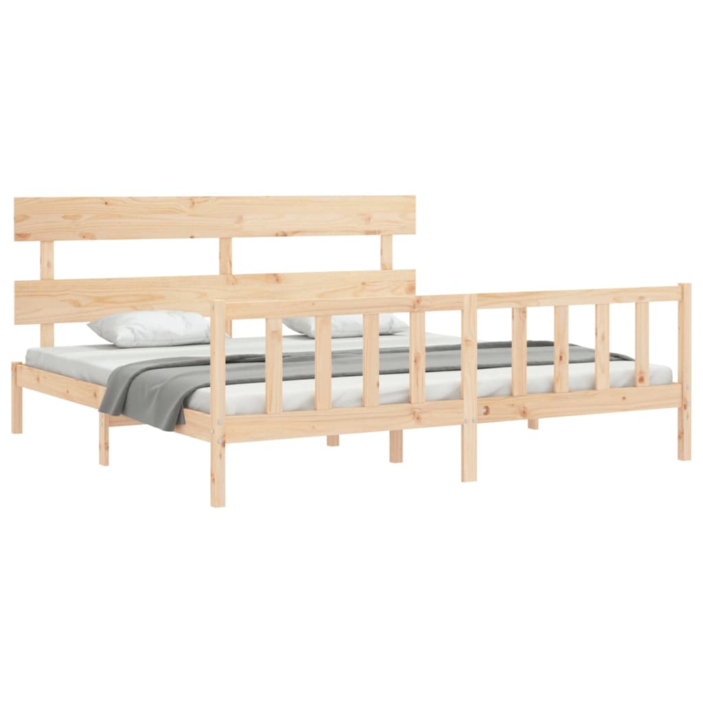 Bed Frame with Headboard Super King Size Solid Wood