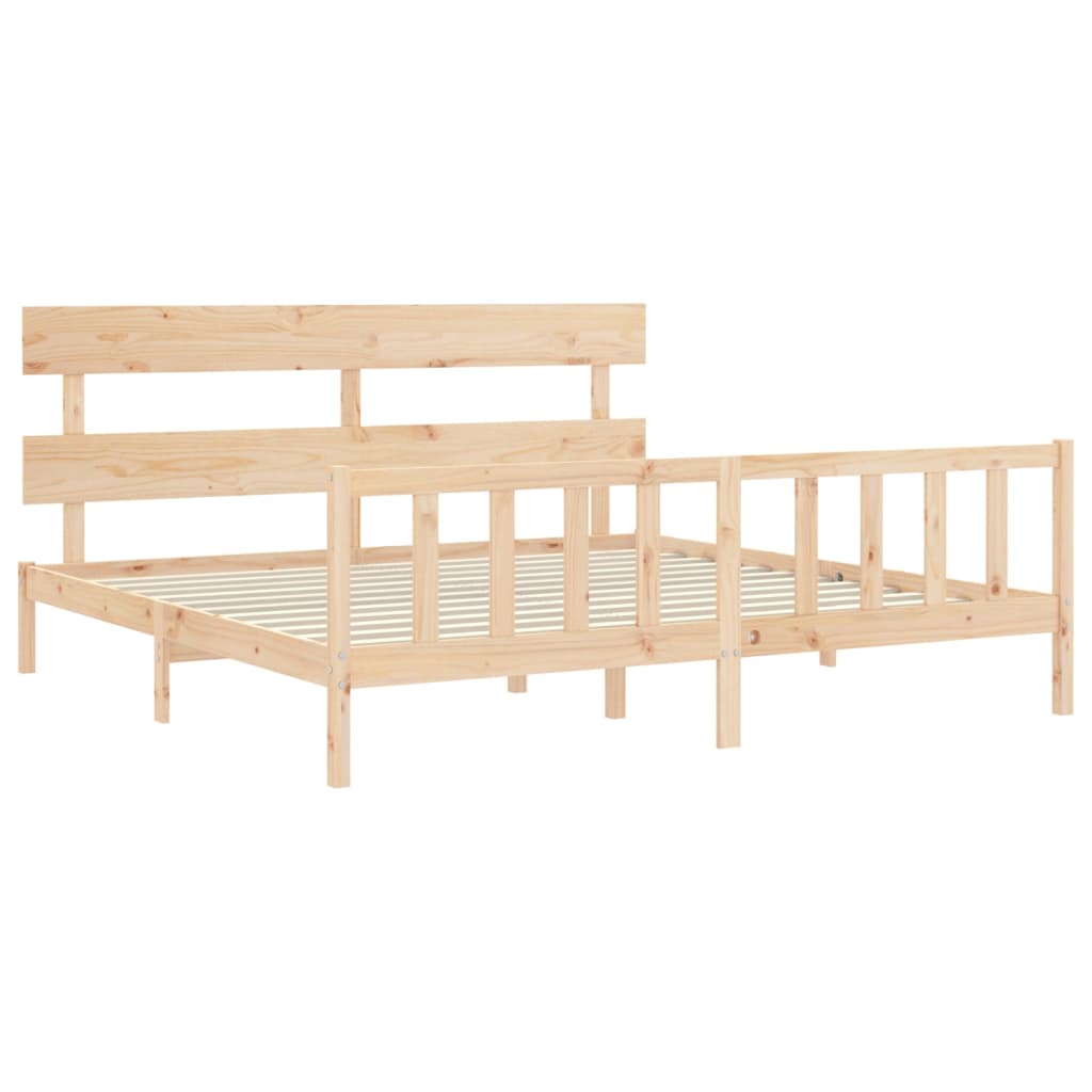 Bed Frame with Headboard Super King Size Solid Wood