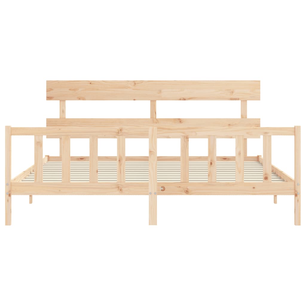 Bed Frame with Headboard Super King Size Solid Wood