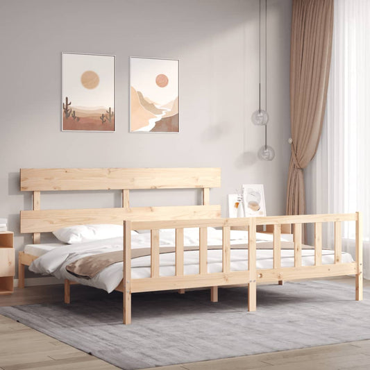 Bed Frame with Headboard Super King Size Solid Wood