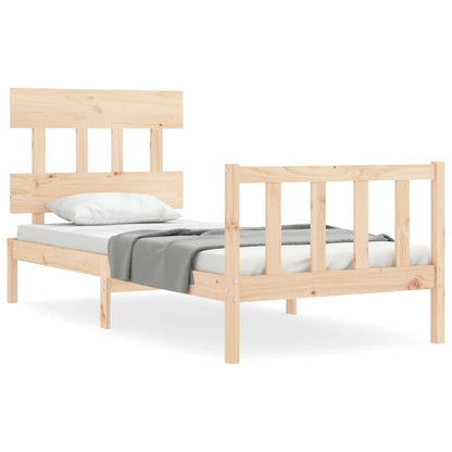 Bed Frame with Headboard Single Solid Wood