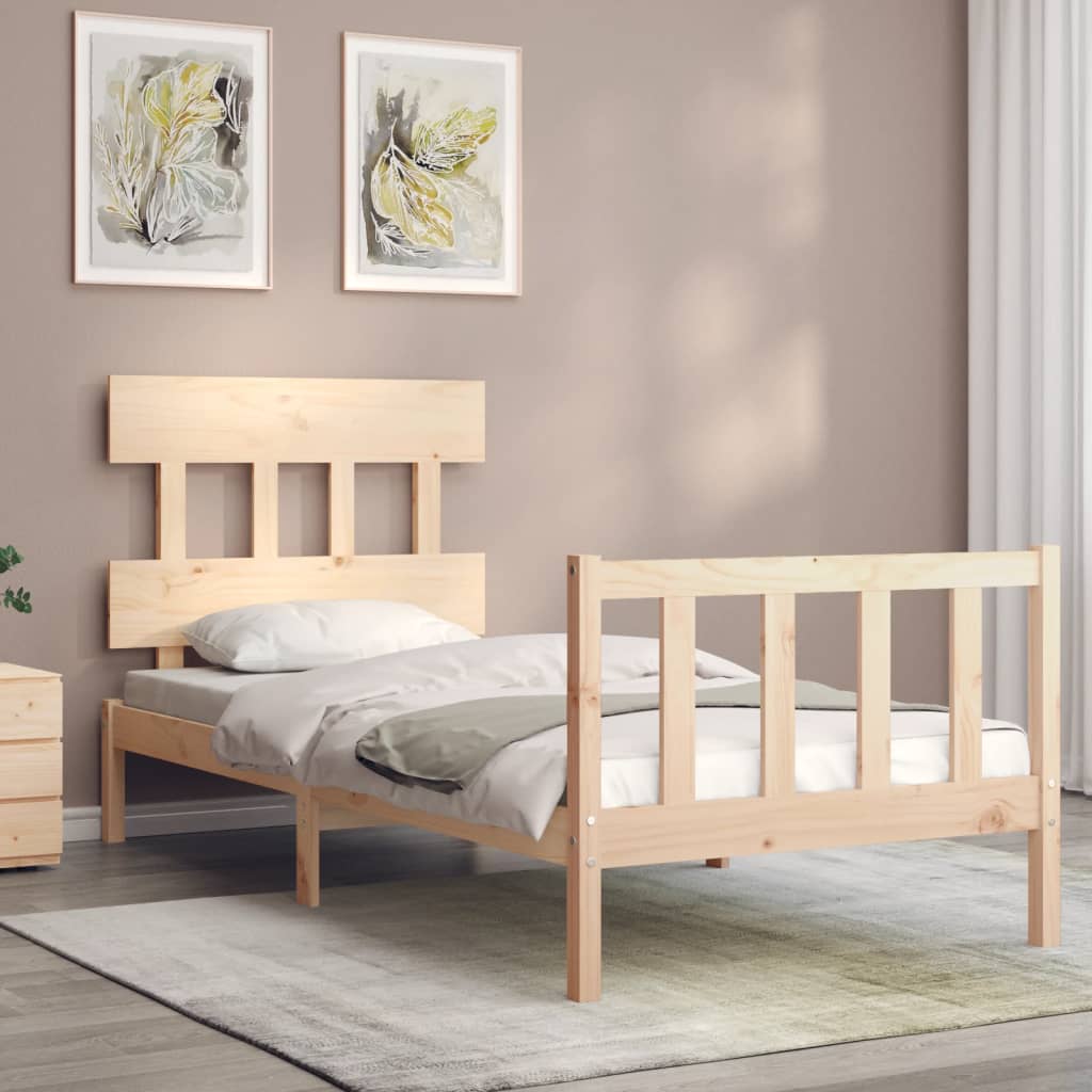 Bed Frame with Headboard Single Solid Wood