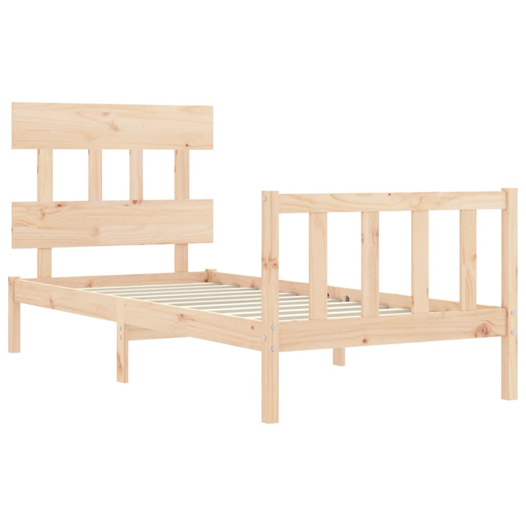 Bed Frame with Headboard Single Solid Wood