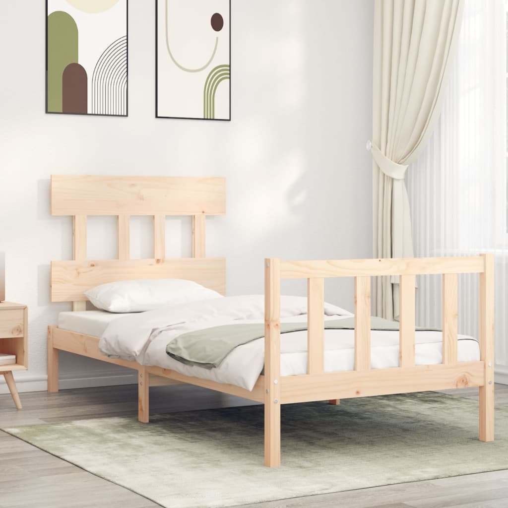 Bed Frame with Headboard Single Solid Wood