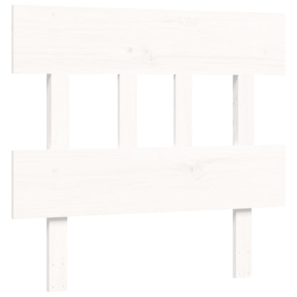 Bed Frame with Headboard White Single Solid Wood