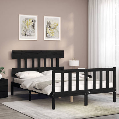 Bed Frame without Mattress Black 140x190 cm Solid Wood Pine