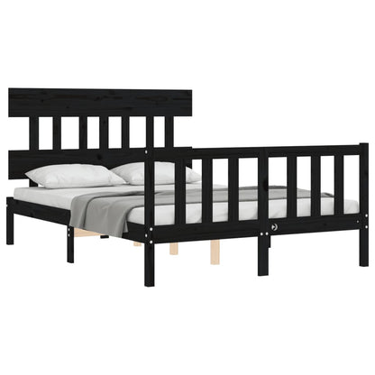 Bed Frame without Mattress Black 140x190 cm Solid Wood Pine