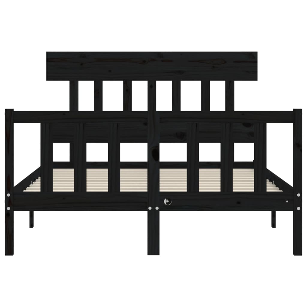 Bed Frame without Mattress Black 140x190 cm Solid Wood Pine