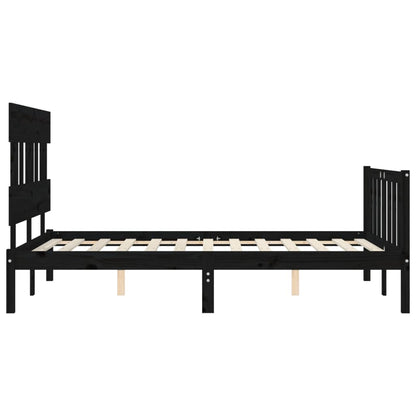 Bed Frame without Mattress Black 140x190 cm Solid Wood Pine