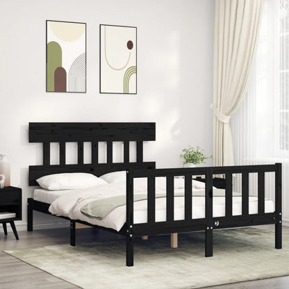 Bed Frame without Mattress Black 140x190 cm Solid Wood Pine