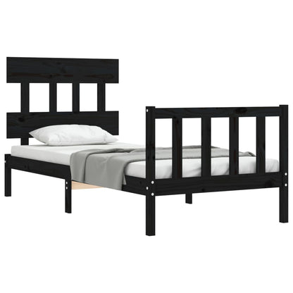 Bed Frame without Mattress Black 90x200 cm Solid Wood Pine