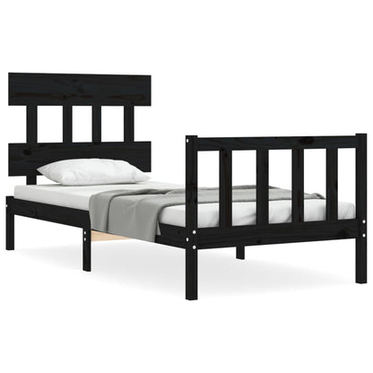 Bed Frame without Mattress Black 100x200 cm Solid Wood Pine