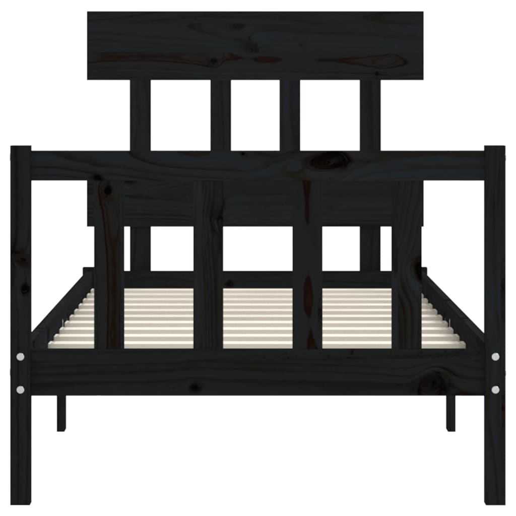 Bed Frame without Mattress Black 100x200 cm Solid Wood Pine