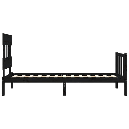 Bed Frame without Mattress Black 100x200 cm Solid Wood Pine