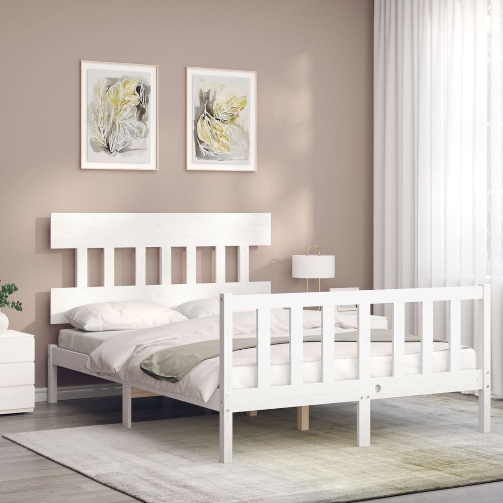 Bed Frame without Mattress White 120x200 cm Solid Wood Pine