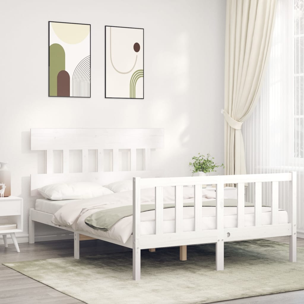 Bed Frame without Mattress White 120x200 cm Solid Wood Pine