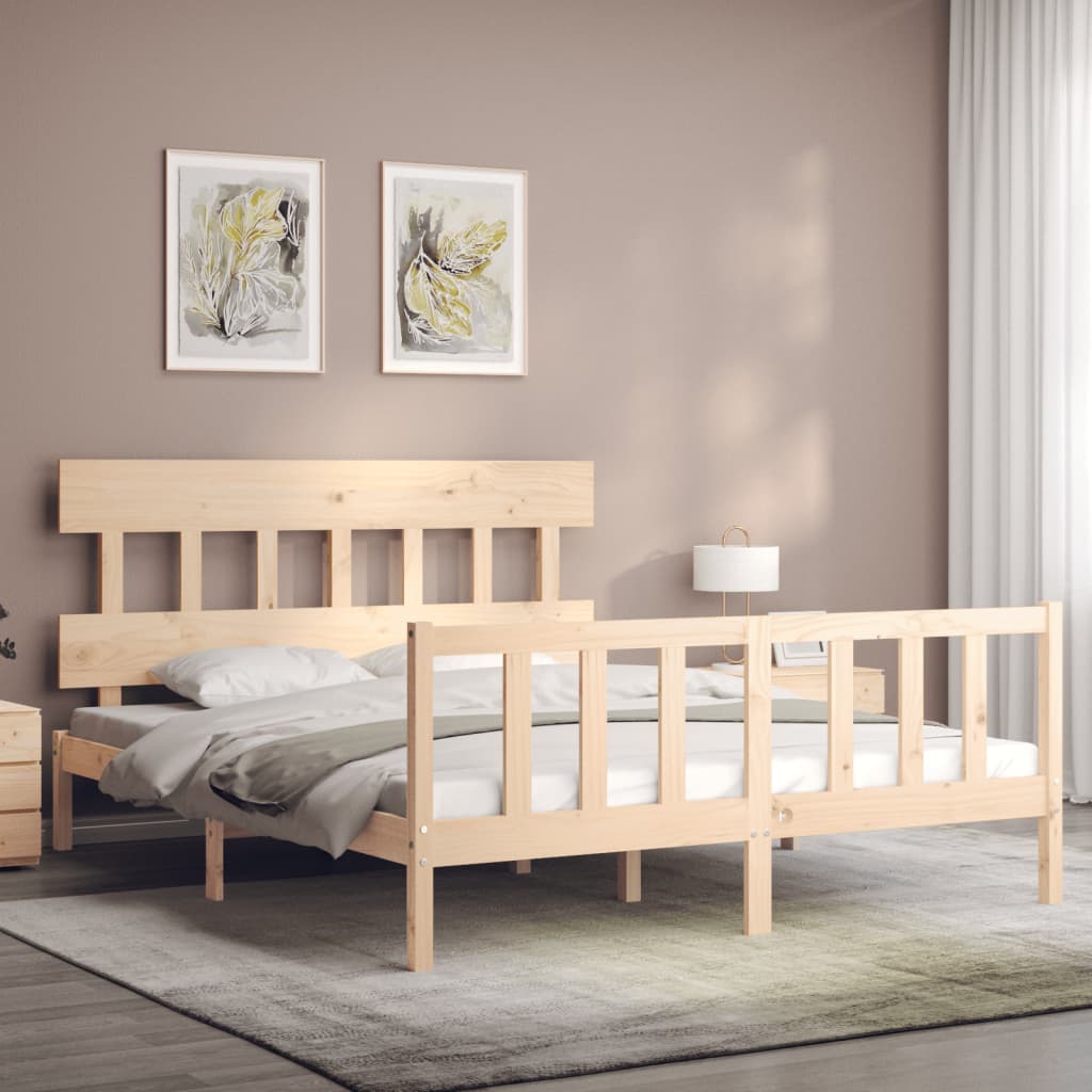 Bed Frame without Mattress King Size Solid Wood Pine