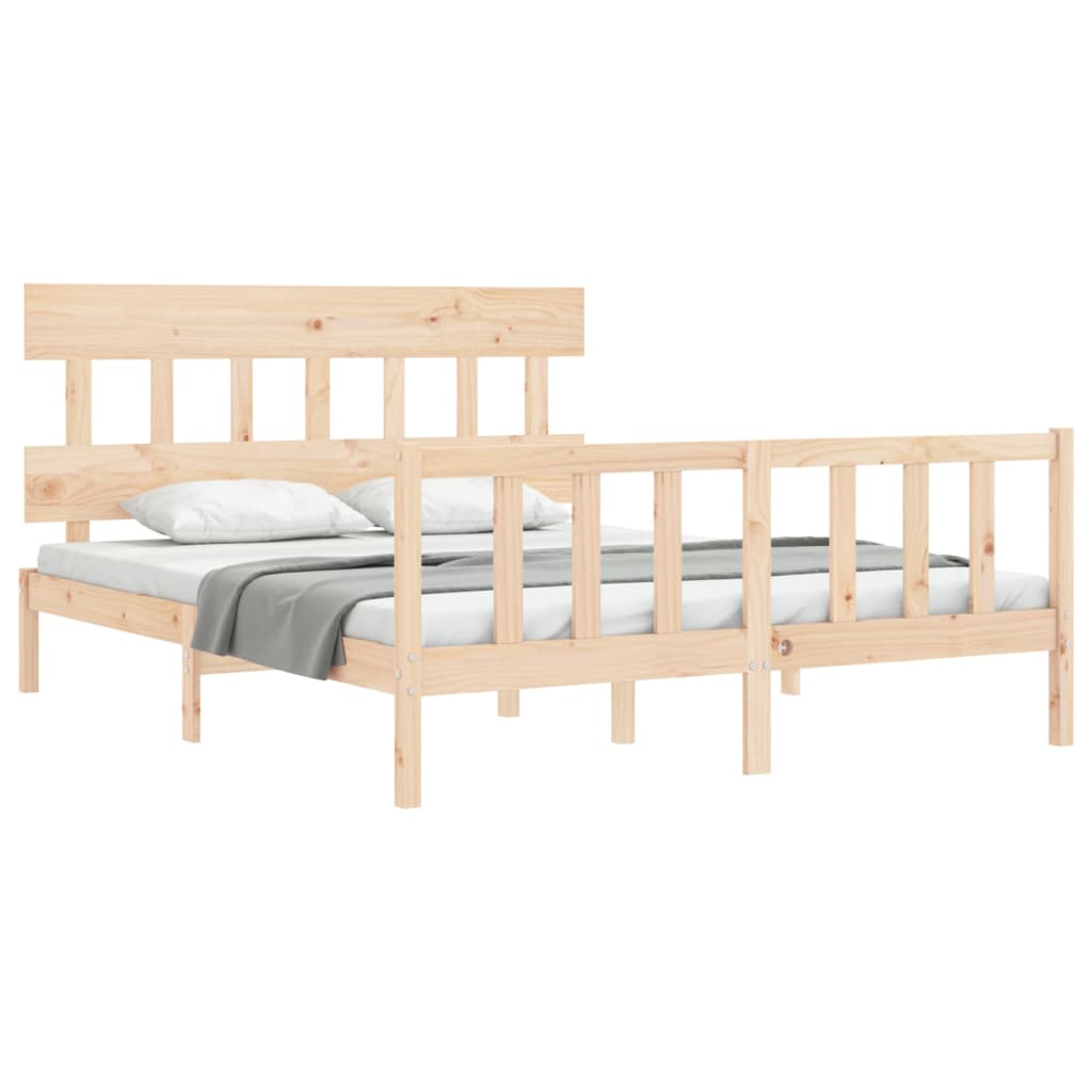 Bed Frame without Mattress King Size Solid Wood Pine