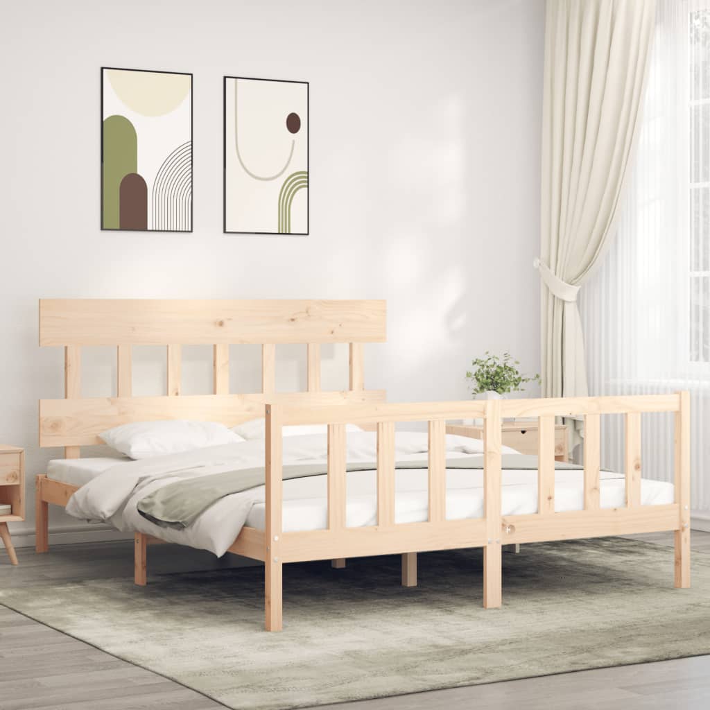 Bed Frame without Mattress King Size Solid Wood Pine