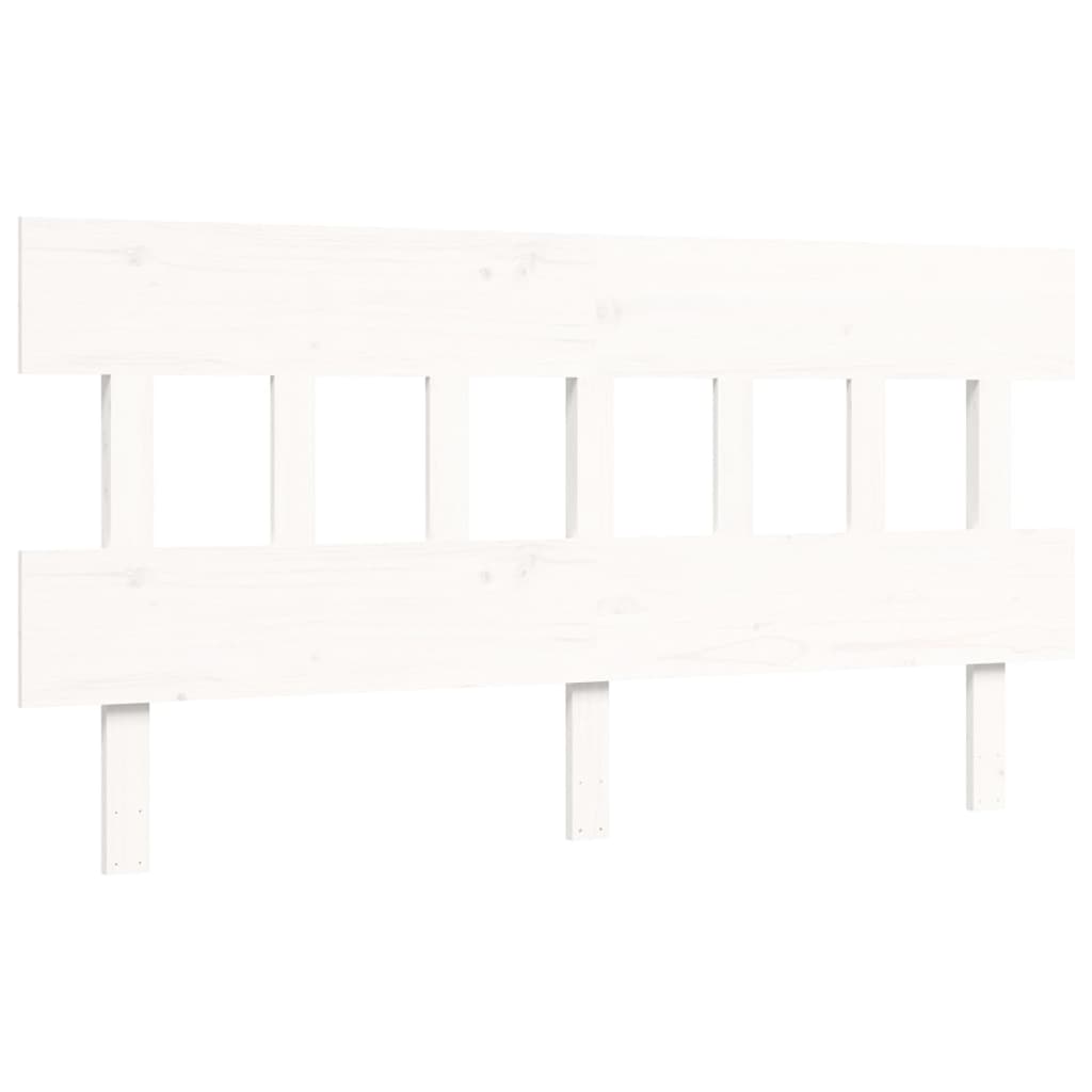 Bed Frame with Headboard White King Size Solid Wood